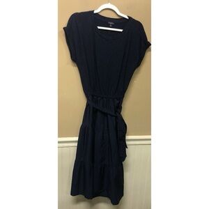 TALBOTS NAVY TIER Belted DRESS SIZE Small Petite NWT